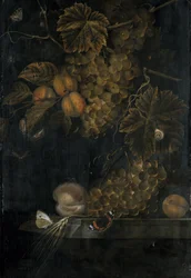 Nature morte avec pêches et raisins, 1665